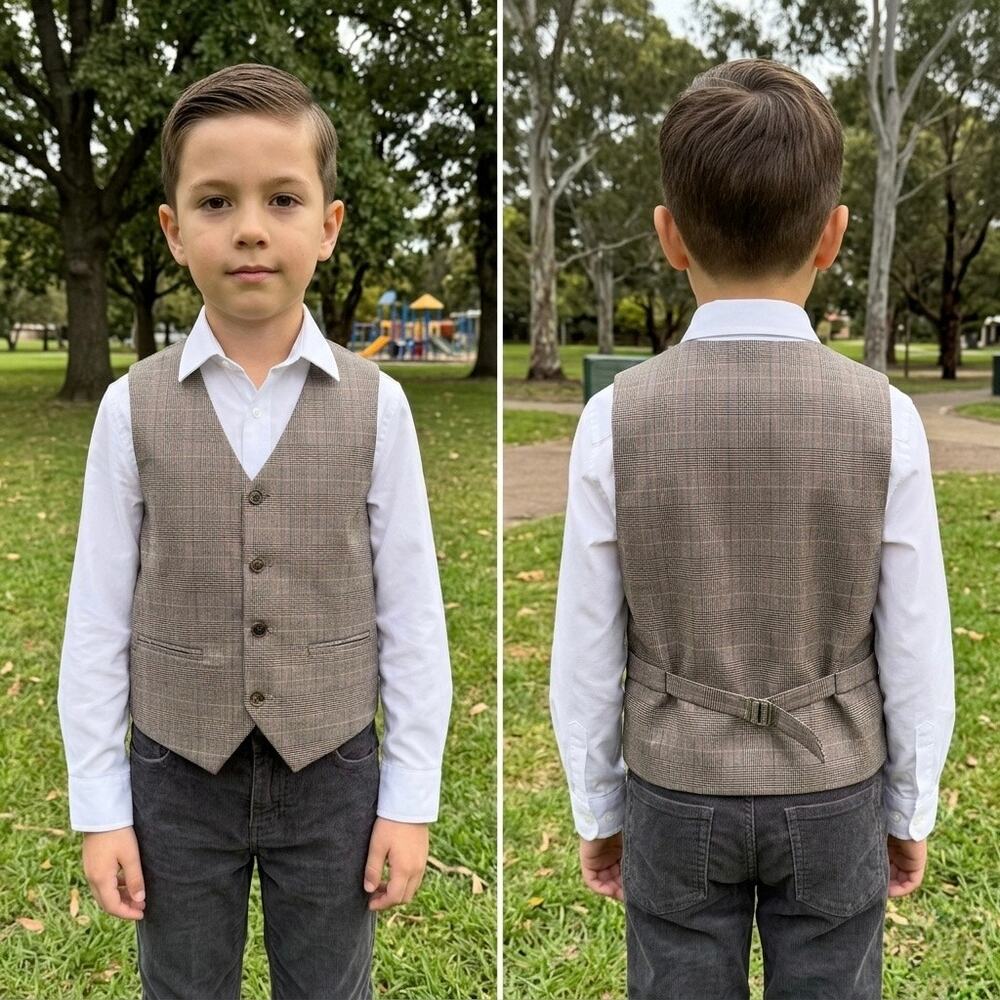 Paisley of London Henry Style Juniors Glen Check Pattern V-neck Vest size 8
